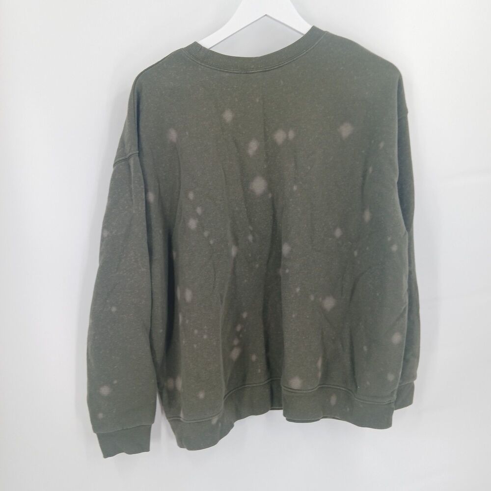 Wild Fable Womens Olive Green Bleached Acid Wash Crewneck Sweatshirt Size Large
